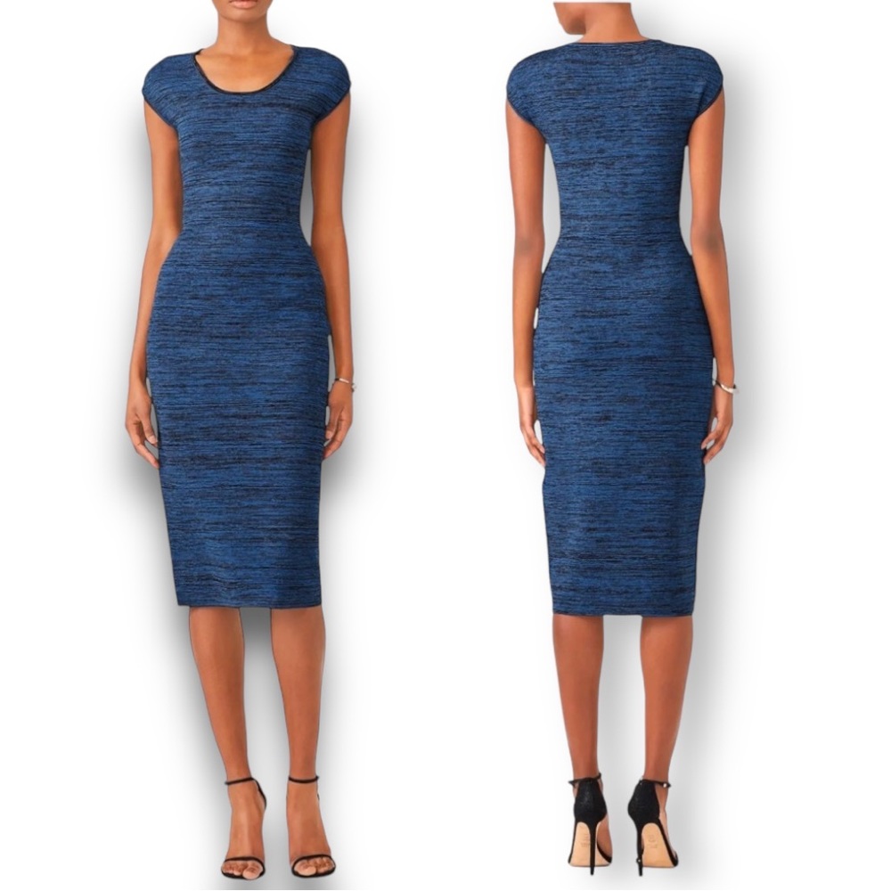 DVF Blue Cap Sleeve Scoop-Neck Sheath Dress Sz XS EUC
